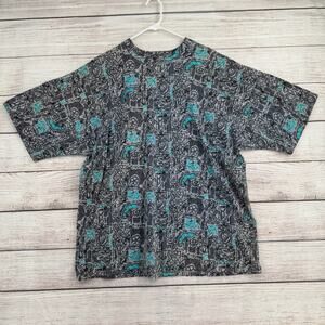 Vintage 90's FRANK Made in USA All Over Print T-Shirt Mens XL Gray Blue